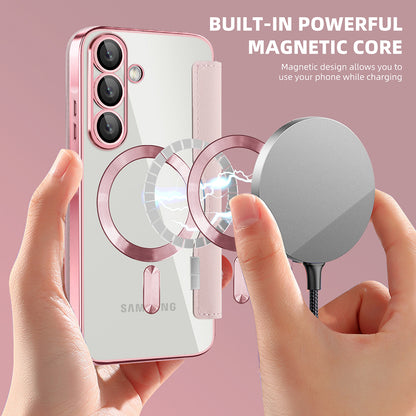 Pouzdro MagSafe pro Samsung Galaxy A37 5G, Techsuit, SmartMag Book, Růžové