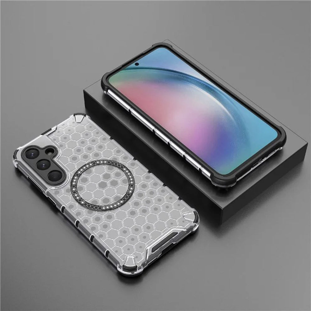 MagSafe pouzdro pro Samsung Galaxy A55 5G A556, Techsuit, HoneyComb Shield, bílé