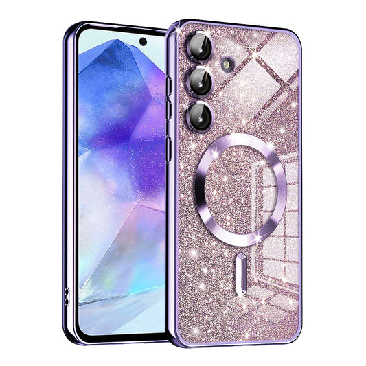MagSafe pouzdro pro Samsung Galaxy A55 5G A556, Techsuit, Luxury Glitter, Světle fialové