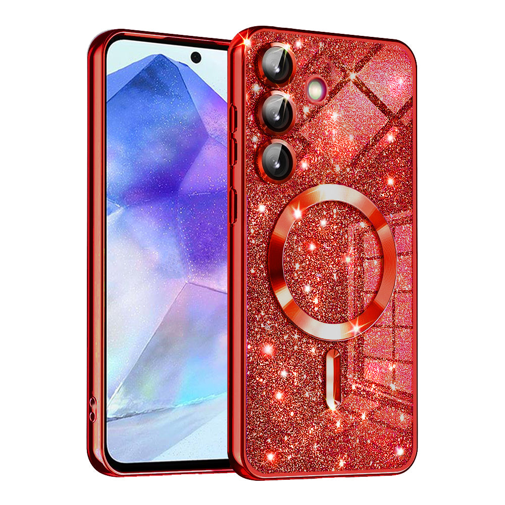 MagSafe pouzdro pro Samsung Galaxy A55 5G A556, Techsuit, Luxury Glitter, červené