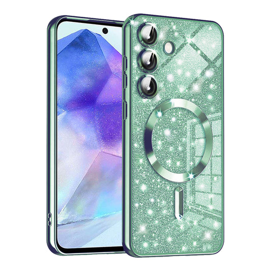MagSafe pouzdro pro Samsung Galaxy A55 5G A556, Techsuit, Luxury Glitter, Světle zelené