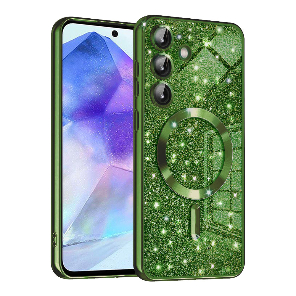 MagSafe pouzdro pro Samsung Galaxy A55 5G A556, Techsuit, Luxury Glitter, Tmavě zelené