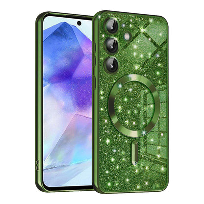 MagSafe pouzdro pro Samsung Galaxy A55 5G A556, Techsuit, Luxury Glitter, Tmavě zelené
