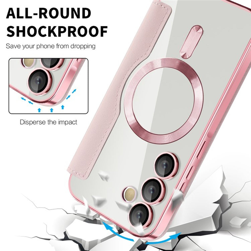 MagSafe pouzdro pro Samsung Galaxy A55 5G A556, Techsuit, SmartMag Book, růžové