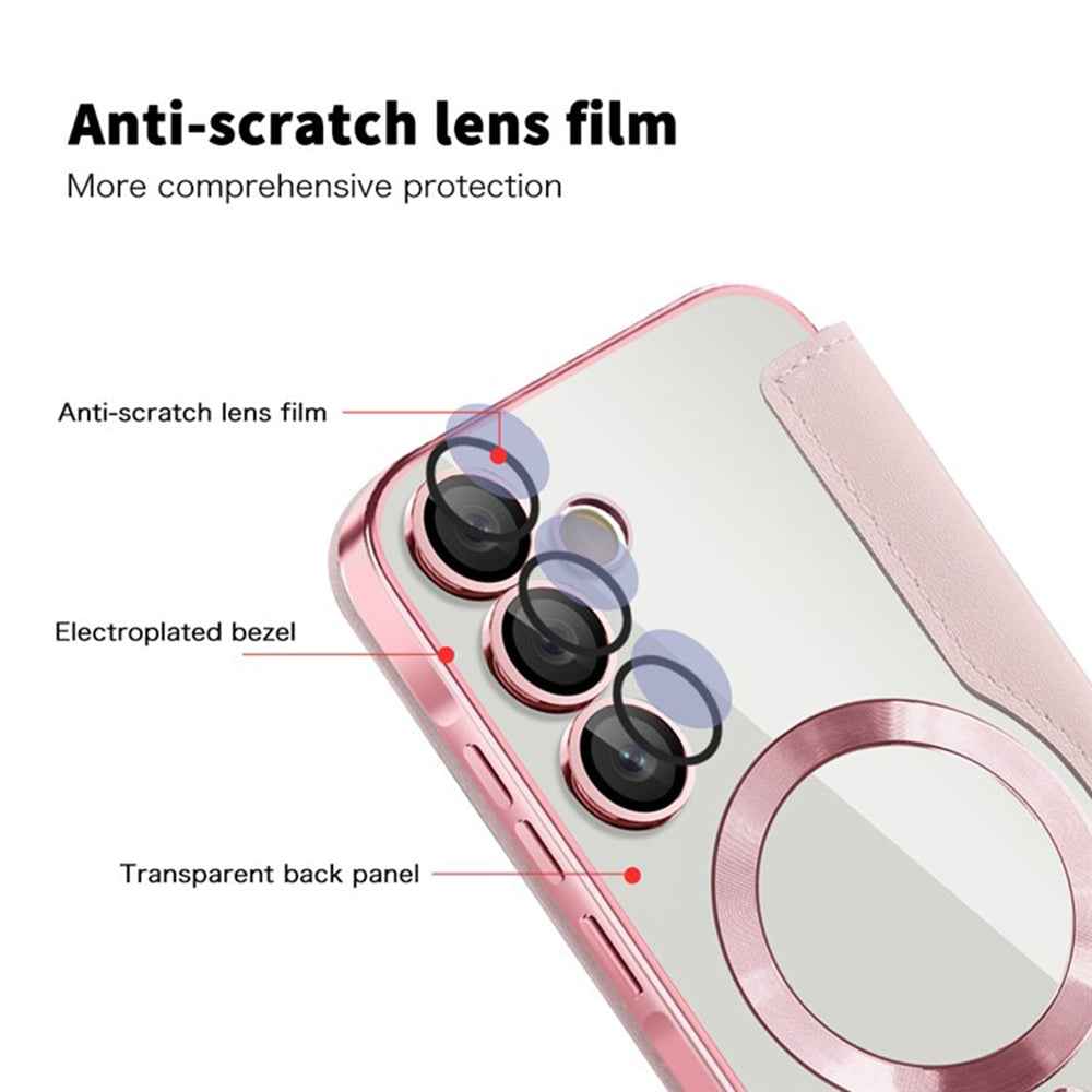 MagSafe pouzdro pro Samsung Galaxy A55 5G A556, Techsuit, SmartMag Book, růžové
