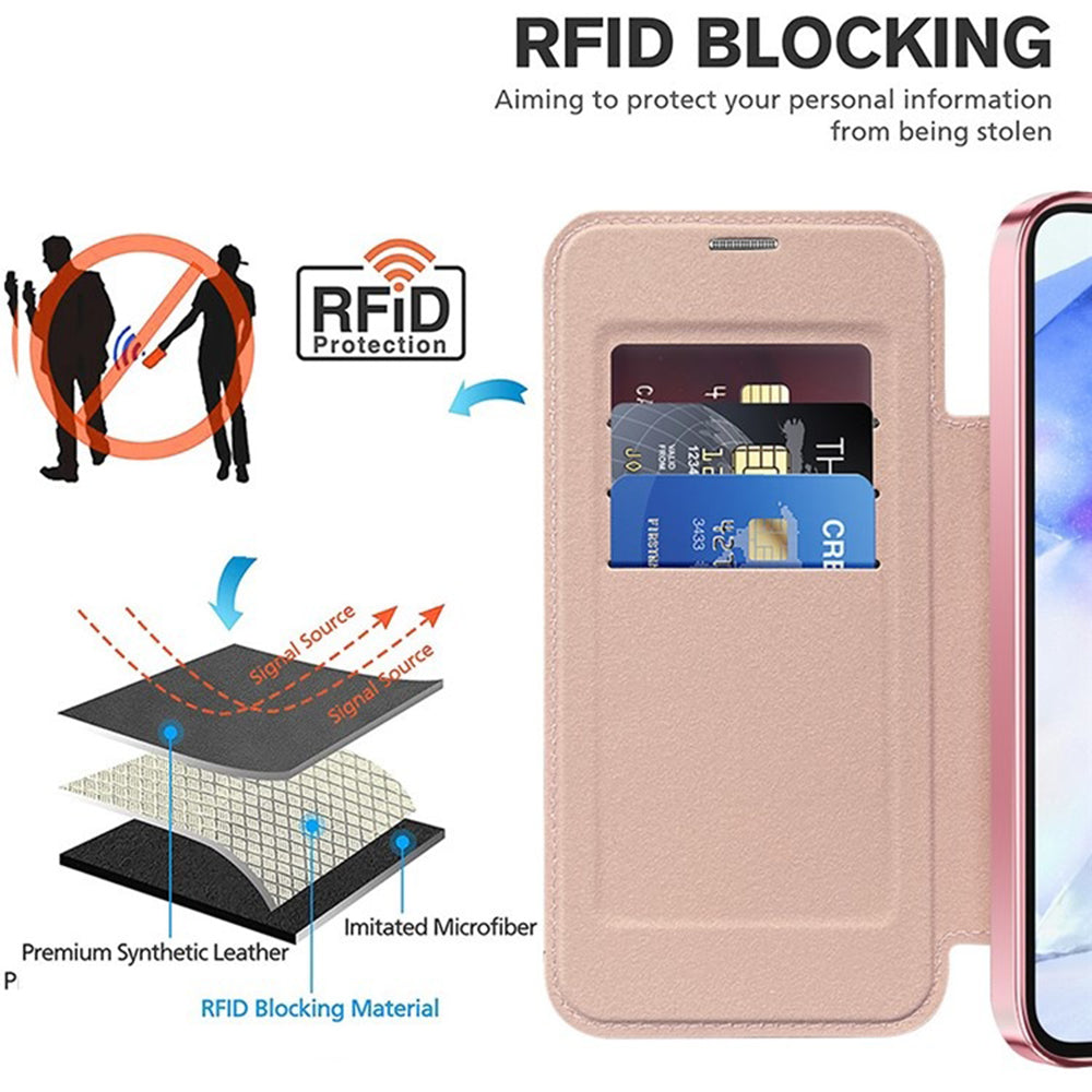 MagSafe pouzdro pro Samsung Galaxy A55 5G A556, Techsuit, SmartMag Book, růžové