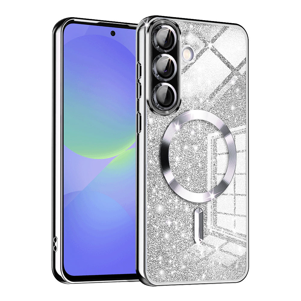 MagSafe pouzdro pro Samsung Galaxy A56 A566 / A36 A366, Techsuit, Luxury Glitter, Stříbrné