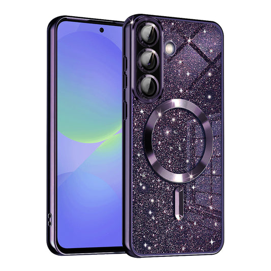 MagSafe pouzdro pro Samsung Galaxy A56 A566 / A36 A366, Techsuit, Luxury Glitter, Tmavě fialová
