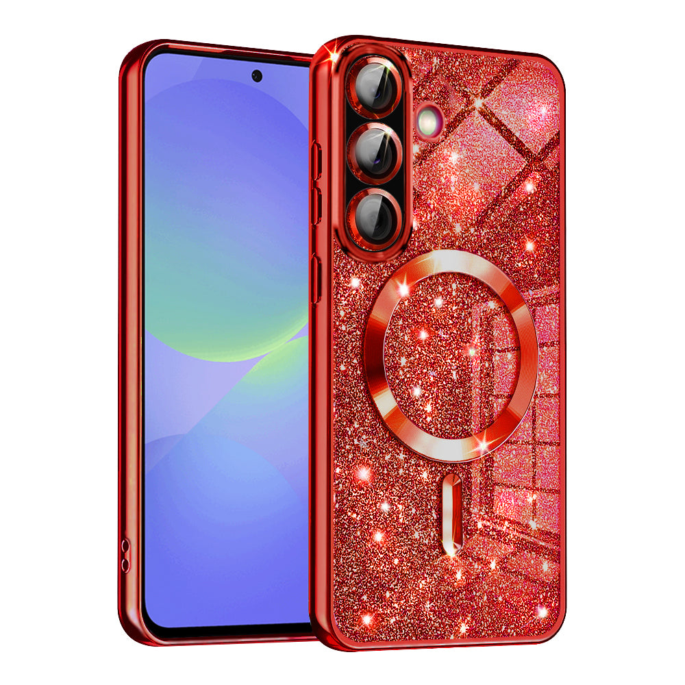 MagSafe pouzdro pro Samsung Galaxy A56 A566 / A36 A366, Techsuit, Luxury Glitter, červené