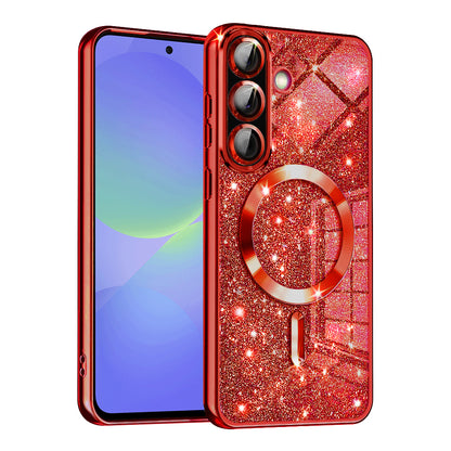 MagSafe pouzdro pro Samsung Galaxy A56 A566 / A36 A366, Techsuit, Luxury Glitter, červené