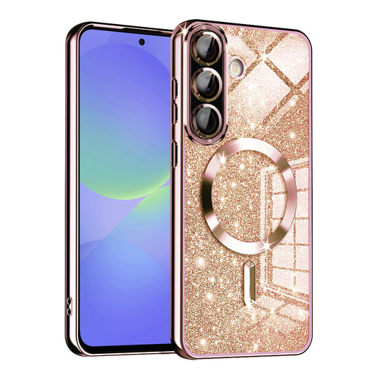 MagSafe pouzdro pro Samsung Galaxy A56 A566 / A36 A366, Techsuit, Luxury Glitter, Růžově zlatá