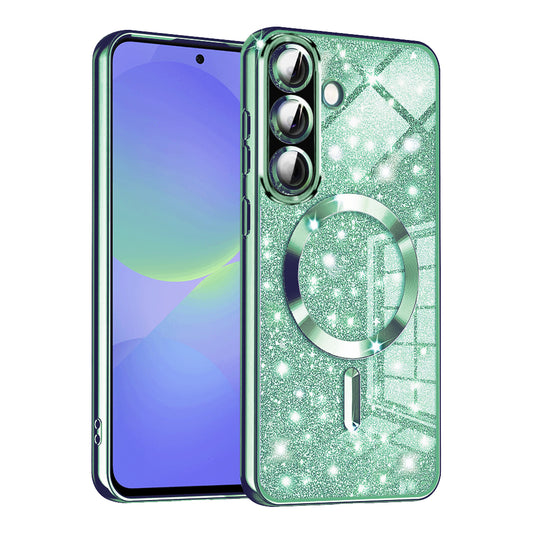 MagSafe pouzdro pro Samsung Galaxy A56 A566 / A36 A366, Techsuit, Luxury Glitter, Světle zelená