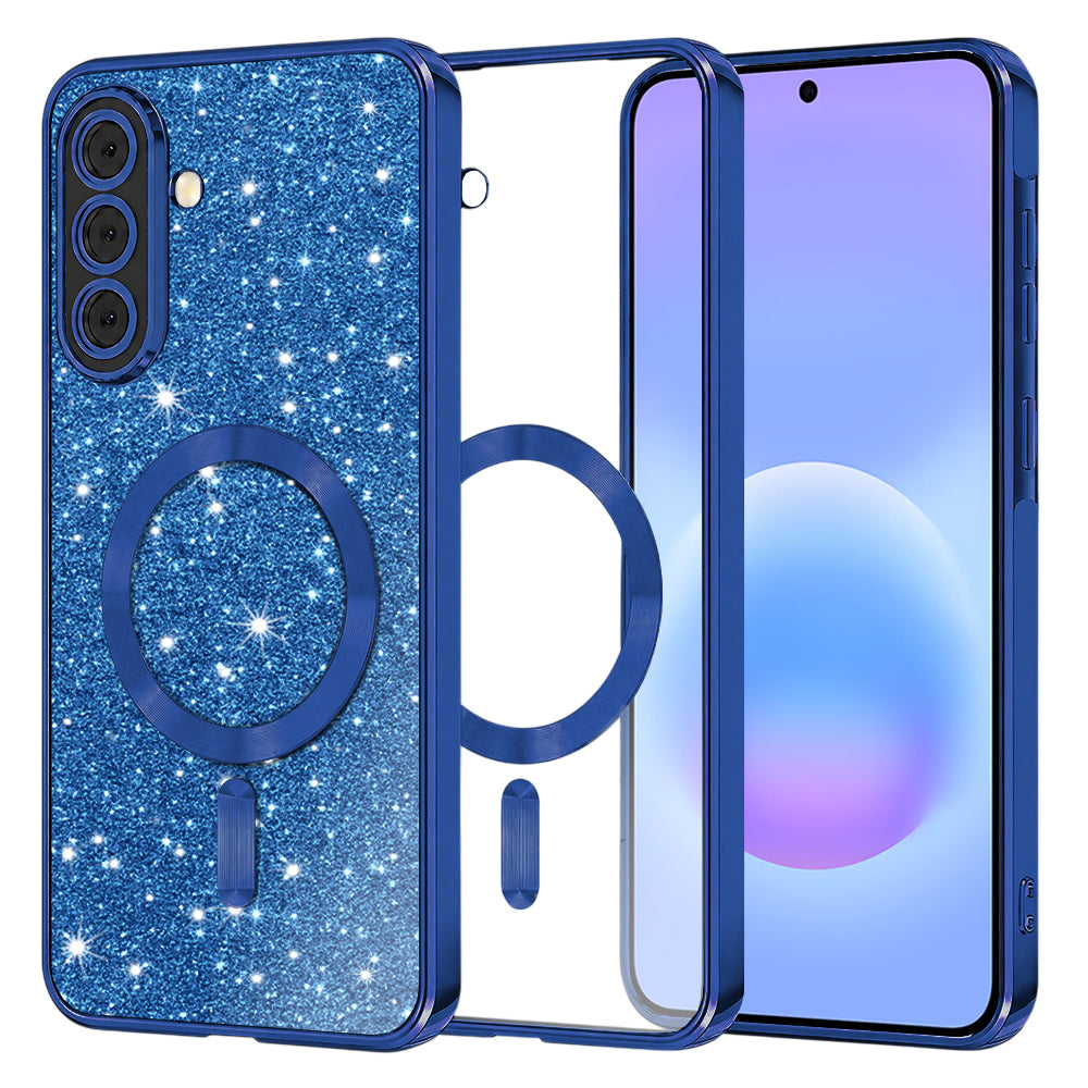 MagSafe pouzdro pro Samsung Galaxy A57 5G, Techsuit, Luxury Glitter, Tmavě modrá