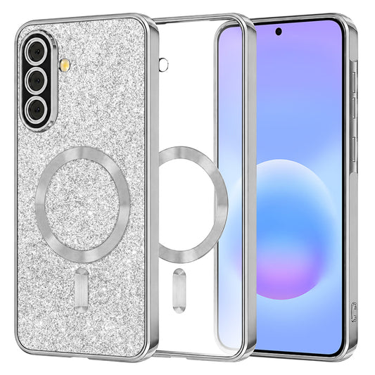 MagSafe pouzdro pro Samsung Galaxy A57 5G, Techsuit, Luxury Glitter, Stříbrné