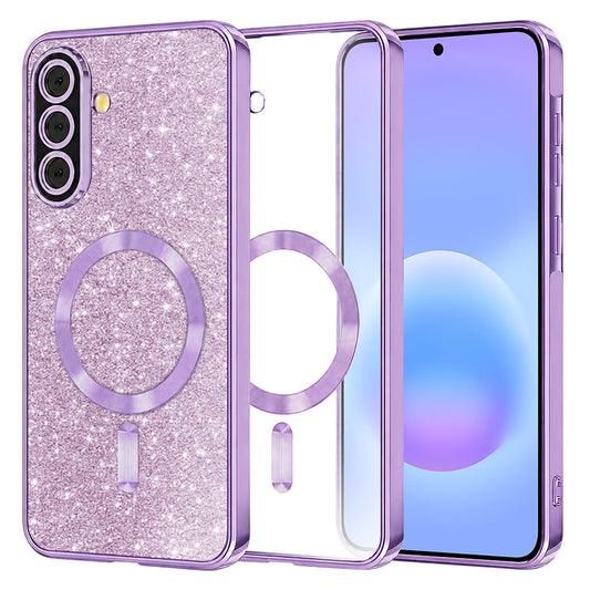 MagSafe pouzdro pro Samsung Galaxy A57 5G, Techsuit, Luxury Glitter, Světle fialové