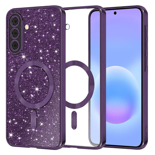 MagSafe pouzdro pro Samsung Galaxy A57 5G, Techsuit, Luxury Glitter, Tmavě fialové