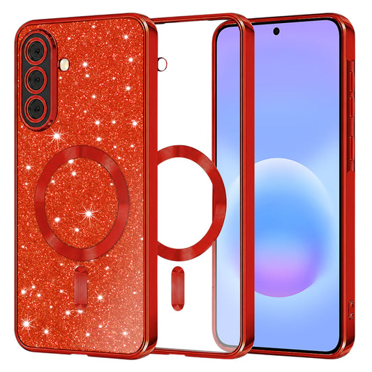 MagSafe pouzdro pro Samsung Galaxy A57 5G, Techsuit, Luxury Glitter, červené