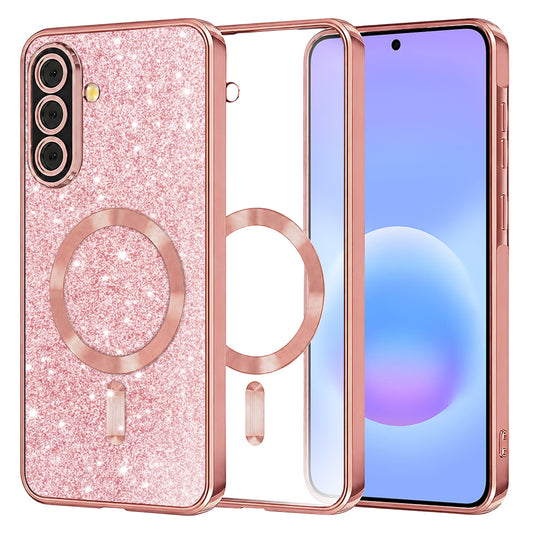 MagSafe pouzdro pro Samsung Galaxy A57 5G, Techsuit, Luxury Glitter, Růžovo-zlaté
