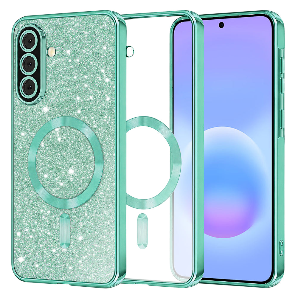 MagSafe pouzdro pro Samsung Galaxy A57 5G, Techsuit, Luxury Glitter, Světle zelená