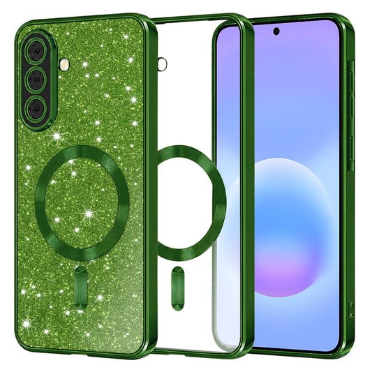 MagSafe pouzdro pro Samsung Galaxy A57 5G, Techsuit, Luxury Glitter, Tmavě zelené