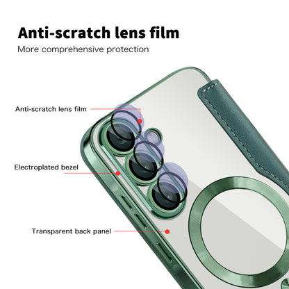 Pouzdro MagSafe pro Samsung Galaxy A57 5G, Techsuit, SmartMag Book, Zelená