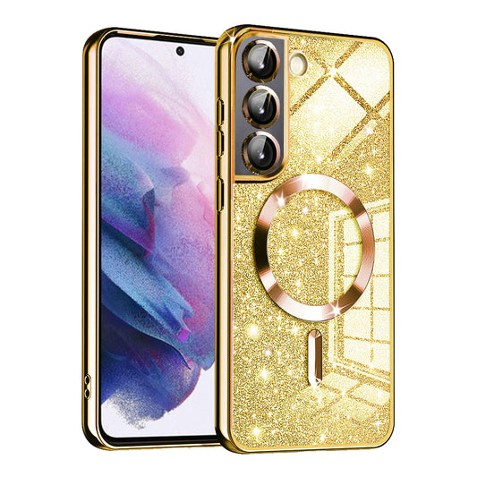 MagSafe pouzdro pro Samsung Galaxy S21 5G G991, Techsuit, Luxury Glitter, Zlaté