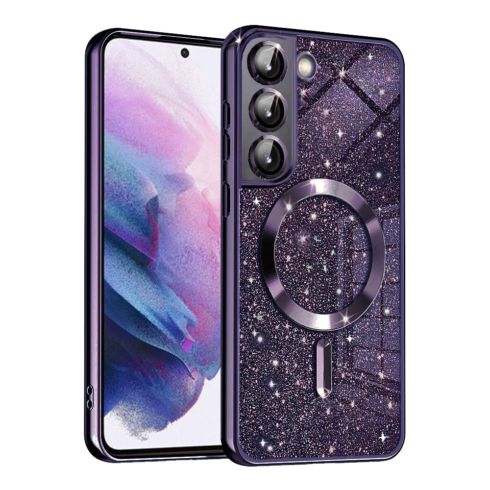 MagSafe pouzdro pro Samsung Galaxy S21 FE 5G G990, Techsuit, Luxury Glitter, Tmavě fialová