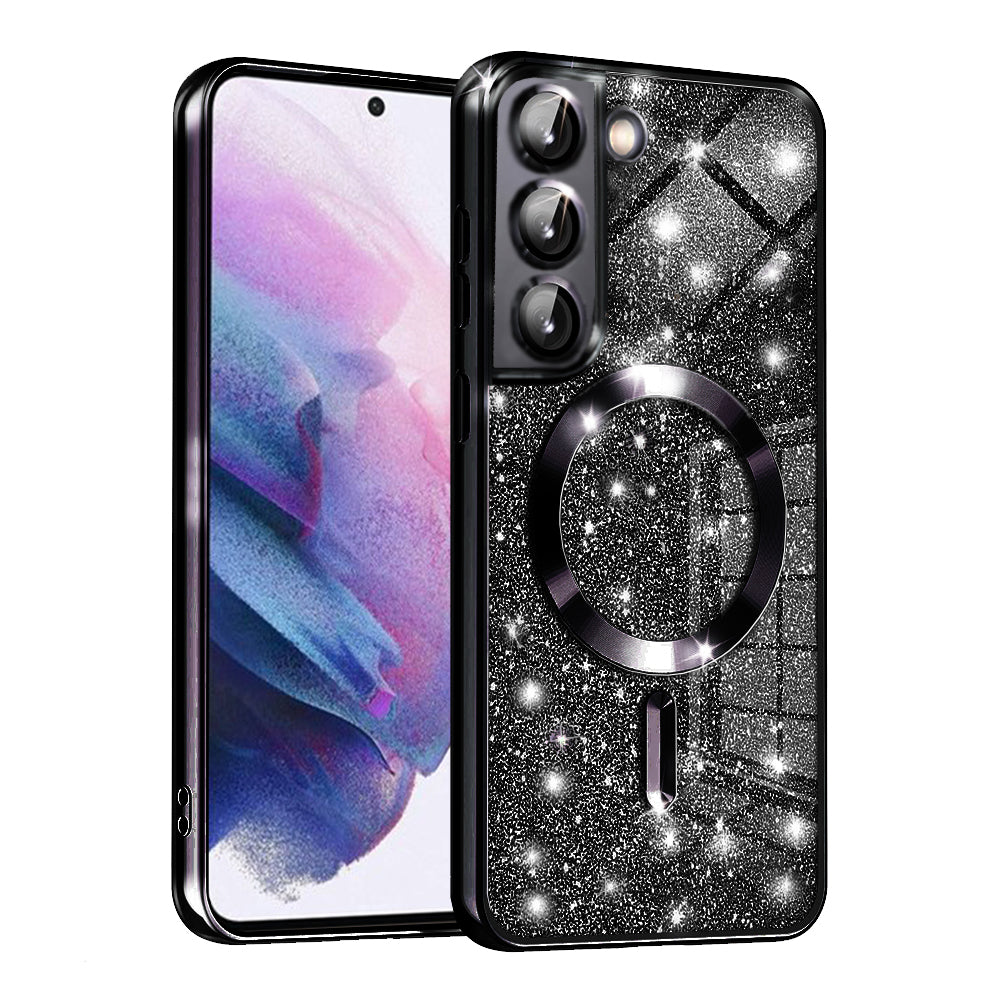 MagSafe Case for Samsung Galaxy S22 5G S901, Techsuit, Luxury Glitter, Black