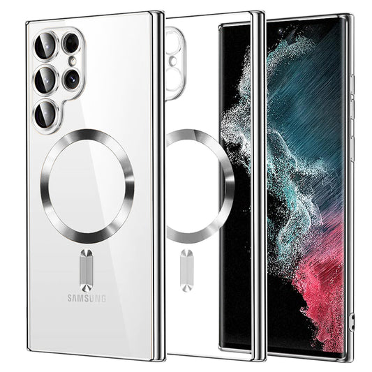 MagSafe pouzdro pro Samsung Galaxy S22 Ultra 5G S908, Techsuit, Luxury Crystal, stříbrné