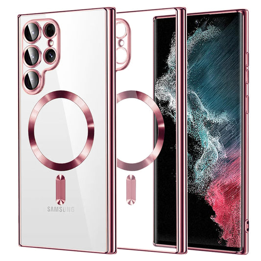 MagSafe pouzdro pro Samsung Galaxy S22 Ultra 5G S908, Techsuit, Luxury Crystal, růžové