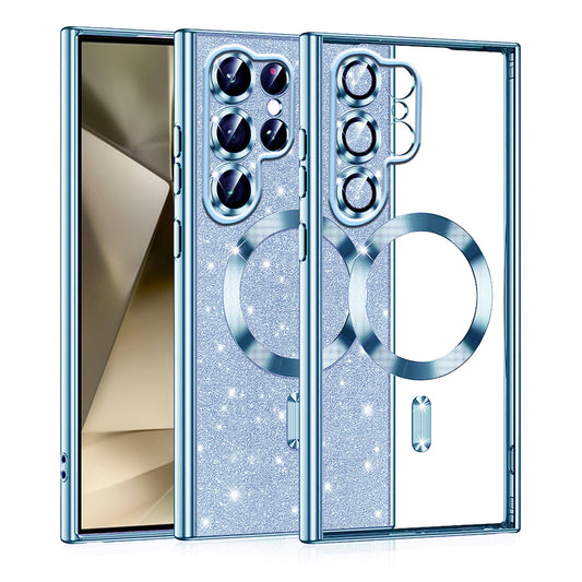 MagSafe pouzdro pro Samsung Galaxy S22 Ultra 5G S908, Techsuit, Luxury Glitter, Bleu