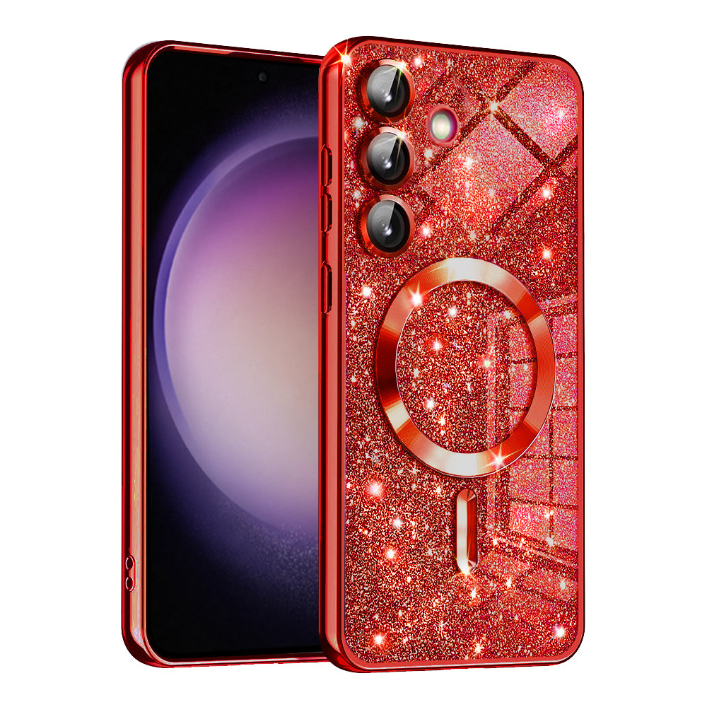 MagSafe pouzdro pro Samsung Galaxy S23 FE S711, Techsuit, Luxury Glitter, červené