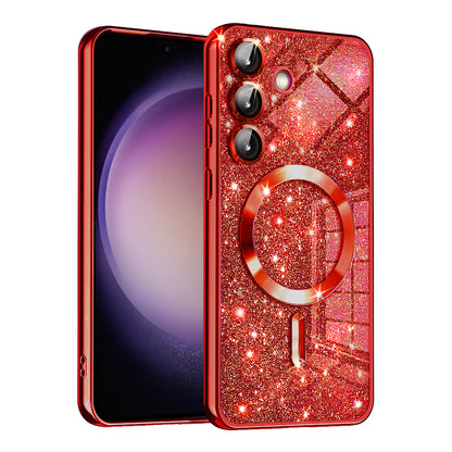 MagSafe pouzdro pro Samsung Galaxy S23 FE S711, Techsuit, Luxury Glitter, červené
