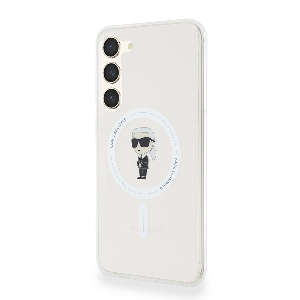 Pouzdro MagSafe pro Samsung Galaxy S23+ S916, Karl Lagerfeld, IML Ikonik Karl, Průhledné