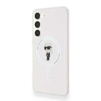 Pouzdro MagSafe pro Samsung Galaxy S23+ S916, Karl Lagerfeld, IML Ikonik Karl, Průhledné