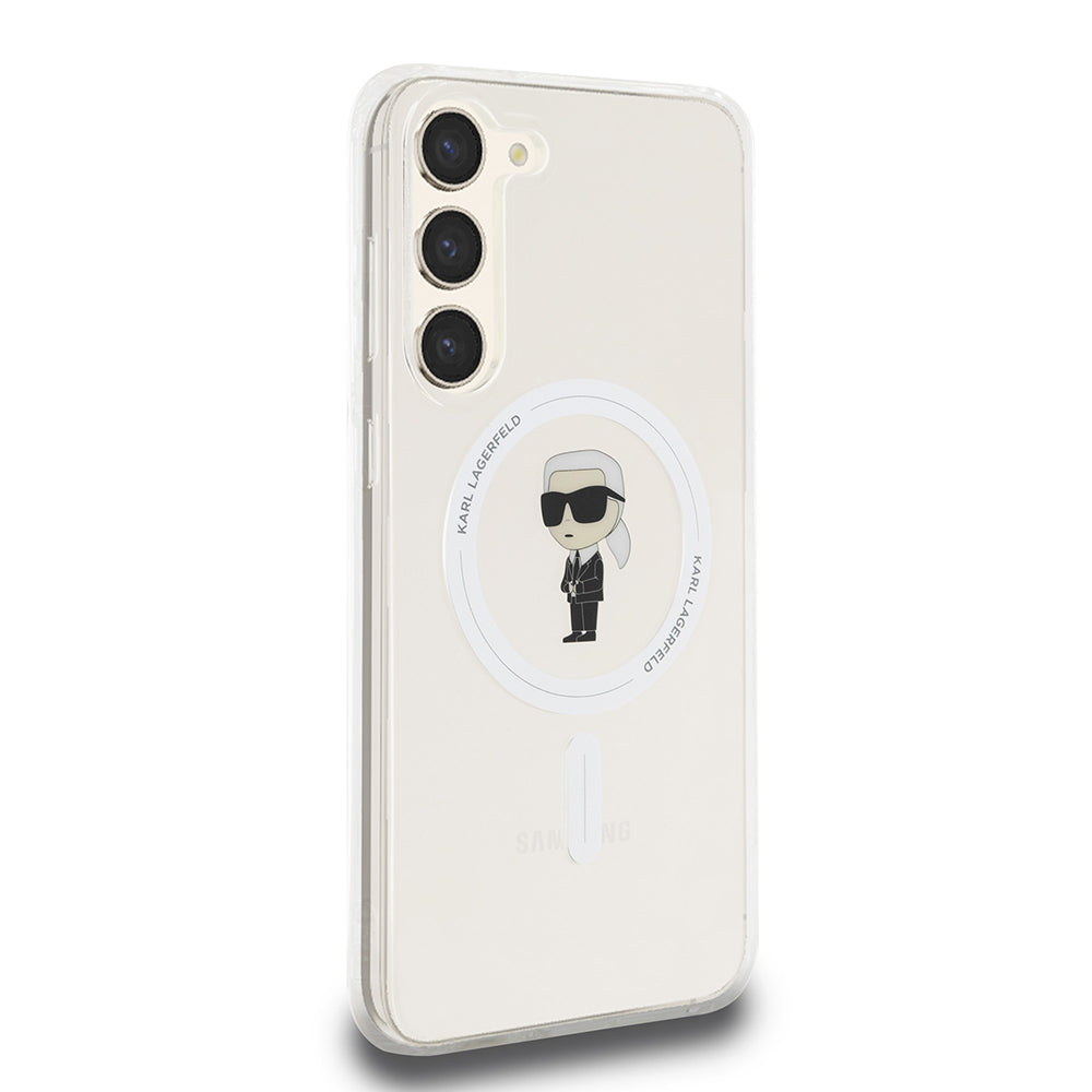 Pouzdro MagSafe pro Samsung Galaxy S23+ S916, Karl Lagerfeld, IML Ikonik Karl, Průhledné