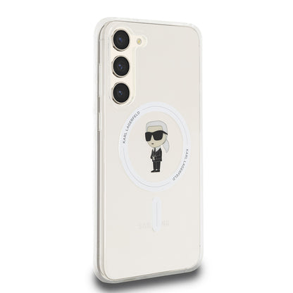 Pouzdro MagSafe pro Samsung Galaxy S23+ S916, Karl Lagerfeld, IML Ikonik Karl, Průhledné