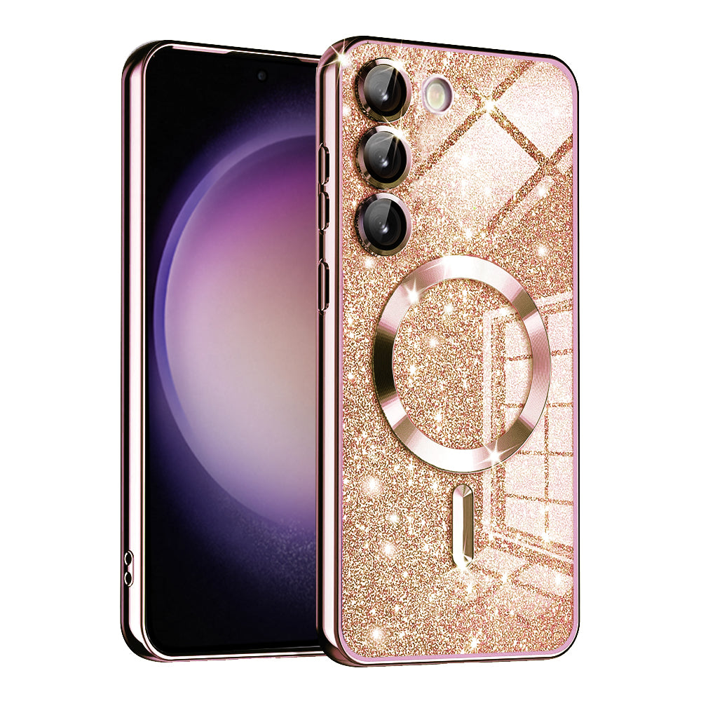 MagSafe pouzdro pro Samsung Galaxy S23+ S916, Techsuit, Luxury Glitter, Růžově zlaté