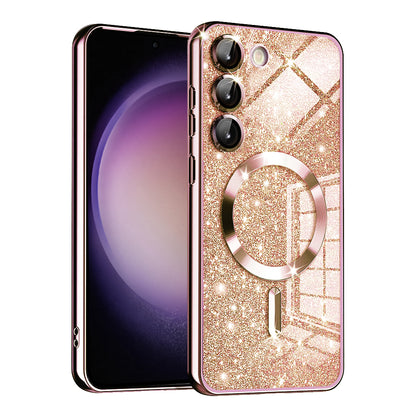 MagSafe pouzdro pro Samsung Galaxy S23+ S916, Techsuit, Luxury Glitter, Růžově zlaté