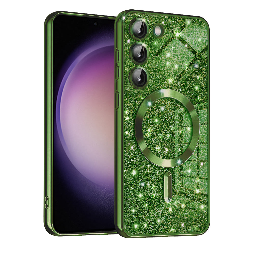 MagSafe Case for Samsung Galaxy S23+ S916, Techsuit, Luxury Glitter, Dark Green