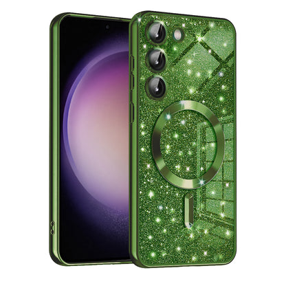 MagSafe Case for Samsung Galaxy S23+ S916, Techsuit, Luxury Glitter, Dark Green