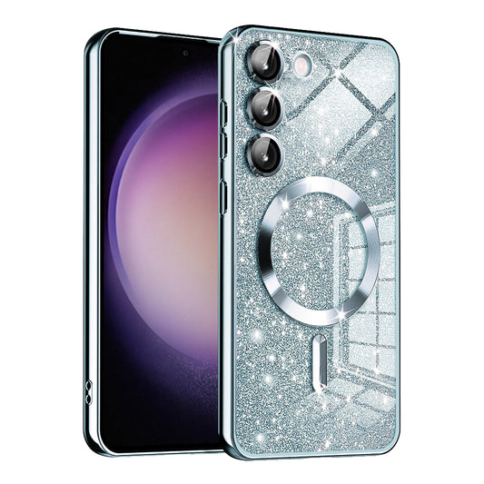 MagSafe pouzdro pro Samsung Galaxy S23 S911, Techsuit, Luxury Glitter, Bleu