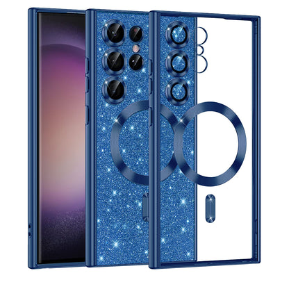 MagSafe pouzdro pro Samsung Galaxy S23 Ultra S918, Techsuit, Luxury Glitter, Tmavě modrá