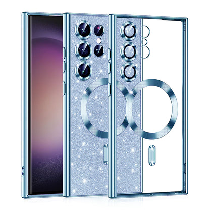 MagSafe Case for Samsung Galaxy S23 Ultra S918, Techsuit, Luxury Glitter, Blue
