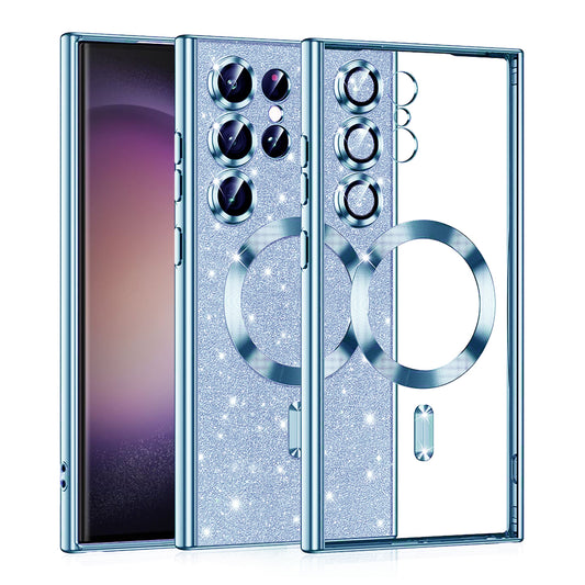 MagSafe pouzdro pro Samsung Galaxy S23 Ultra S918, Techsuit, Luxury Glitter, Bleu