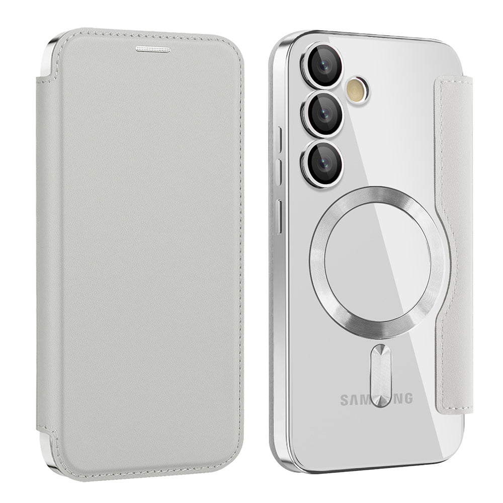 MagSafe pouzdro pro Samsung Galaxy S24 FE S721, Techsuit, SmartMag Book, Šedé
