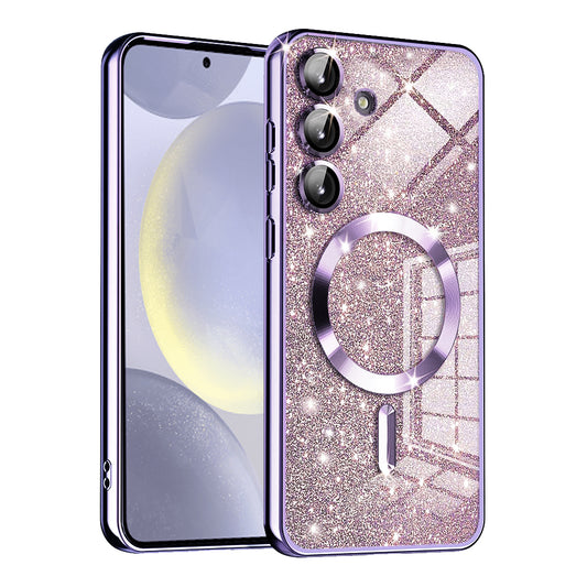 MagSafe pouzdro pro Samsung Galaxy S24+ S926, Techsuit, Luxury Glitter, Světle fialová