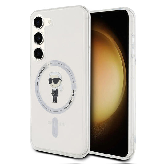 Pouzdro MagSafe pro Samsung Galaxy S24 S921, Karl Lagerfeld, IML Ikonik Karl, Průhledné
