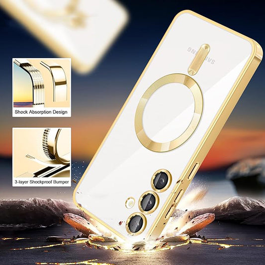 MagSafe pouzdro pro Samsung Galaxy S24 S921, Techsuit, Luxury Crystal, Stříbrné