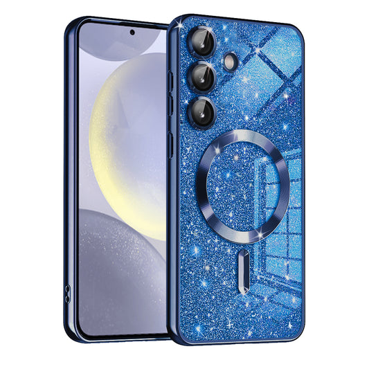 MagSafe pouzdro pro Samsung Galaxy S24 S921, Techsuit, Luxury Glitter, Tmavě modrá